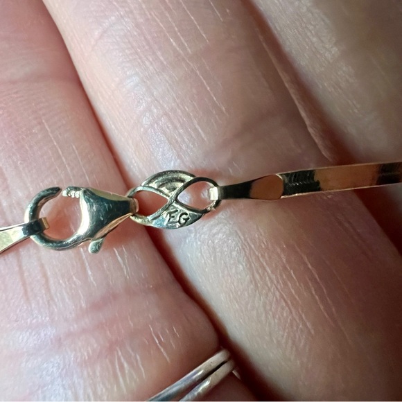 Minimalist Solid 14k Gold “Snake Chain” Herringbone Necklace - Picture 3 of 4